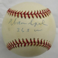 Warren Spahn Signed OML Baseball Inscribed "363 Wins" (JSA) at PristineAuction.com