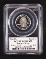 2005-S U.S. State Quarter Series, Kansas - 90% Silver Deep Cameo Proof (PCGS PR69DCAM) at PristineAuction.com