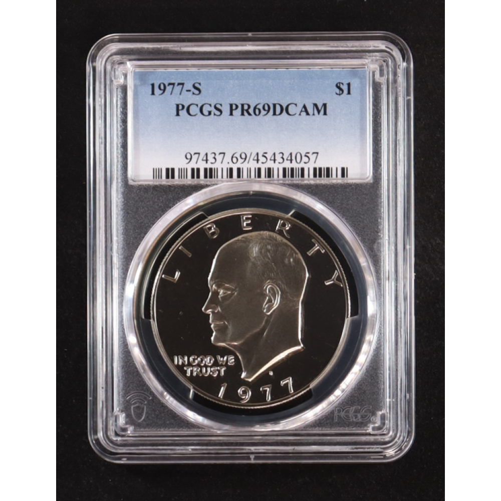 1977-S Eisenhower Silver $1 Dollar - Deep Cameo Proof (PCGS PR69DCAM) at PristineAuction.com