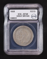 1935 Great Britain 1/2 Crown - .500 Fine Silver Coin (ICG EF45) at PristineAuction.com