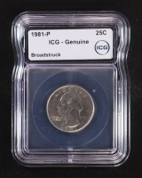 1981-P Washington 25C Quarter - Mint Error, Broadstruck (ICG Genuine) at PristineAuction.com