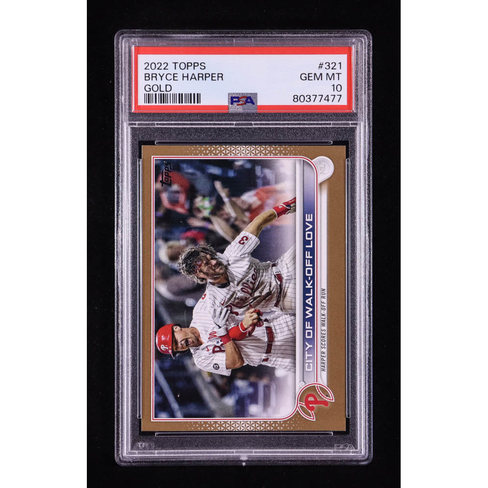 Bryce Harper 2022 Topps Gold #321 City of Walk-Off Love #1499/2022 (PSA 10) at PristineAuction.com