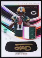 Jayden Reed 2023 Immaculate Collection Immaculate Rookie Eye Black Autograph Jerseys Gold #15 #24/25 RC at PristineAuction.com