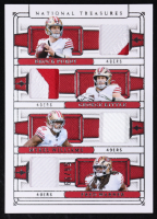 Brock Purdy / Fred Warner / George Kittle / Mykel Williams 2025 Panini National Treasures NFL Gear Quad Materials #18 #56/99 at PristineAuction.com