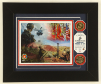 US Marine Corp Custom Framed Photo Display with (2) Medallions at PristineAuction.com