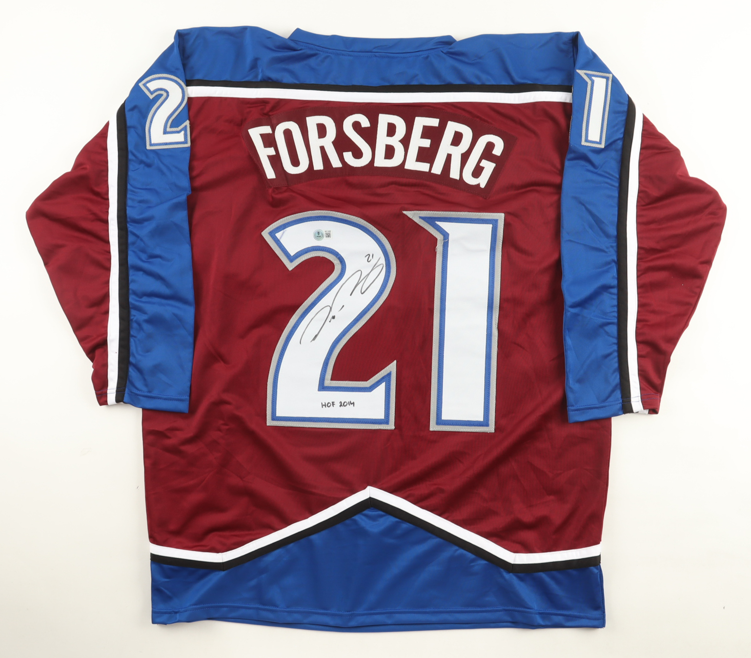 Peter Forsberg Signed Jersey Inscribed "HOF 2014" (Beckett) at PristineAuction.com Peter Forsberg Signed Jersey Inscribed "HOF 2014" (Beckett) at PristineAuction.com