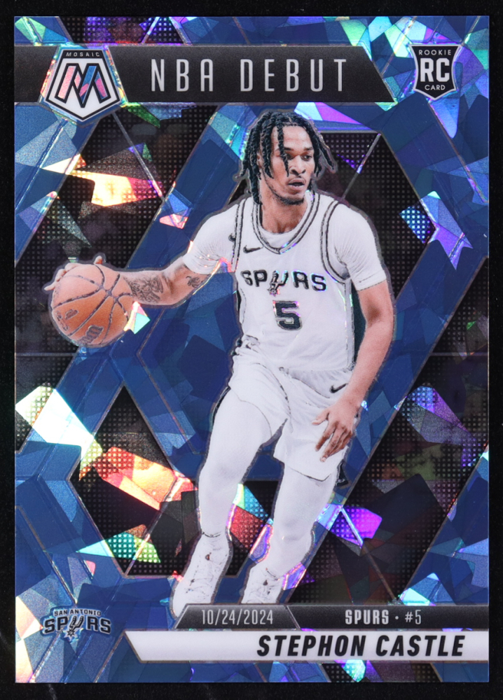 Stephon Castle 2024-25 Panini Mosaic Mosaic Ice #267 NBA Debut #061/125 RC