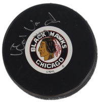 Ed Van Impe Signed Blackhawks Logo Hockey Puck (AJ Sports World) at PristineAuction.com