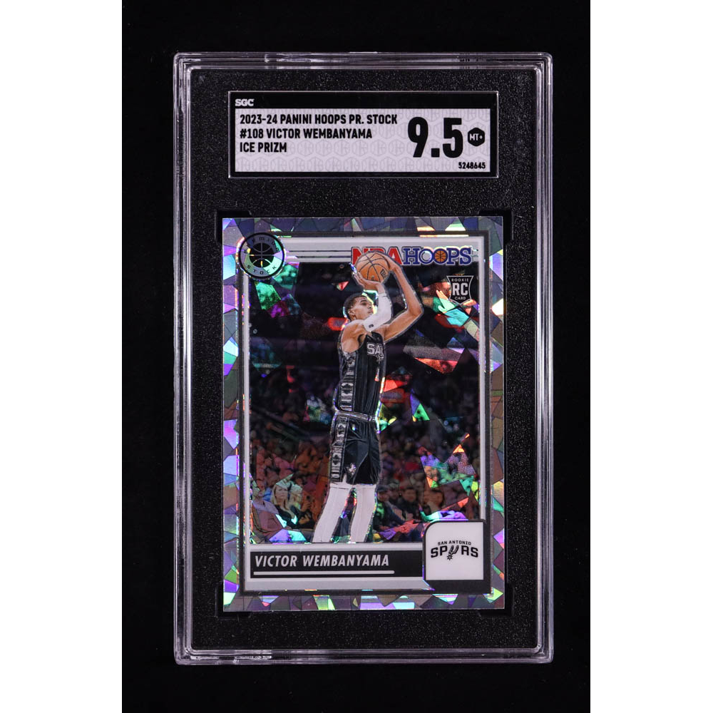Victor Wembanyama 2023-24 Hoops Premium Stock Ice Prizm #108 RC (SGC 9.5) at PristineAuction.com