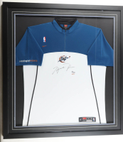 Michael Jordan Signed LE Wizards Custom Framed Authentic Nike Warm-Up Shirt (UDA) at PristineAuction.com