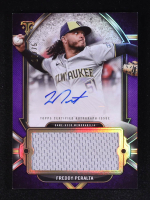 Freddy Peralta 2024 Topps Triple Threads Autograph Single Jumbo Relics Amethyst #AJRFP #28/75 at PristineAuction.com