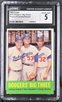 Johnny Podres / Don Drysdale / Sandy Koufax 1963 Topps Dodgers' Big Three #412 (CGC 5) at PristineAuction.com