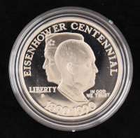 1990-P Eisenhower Commemorative Proof Silver $1 Dollar - Original U.S. Mint Box & COA at PristineAuction.com