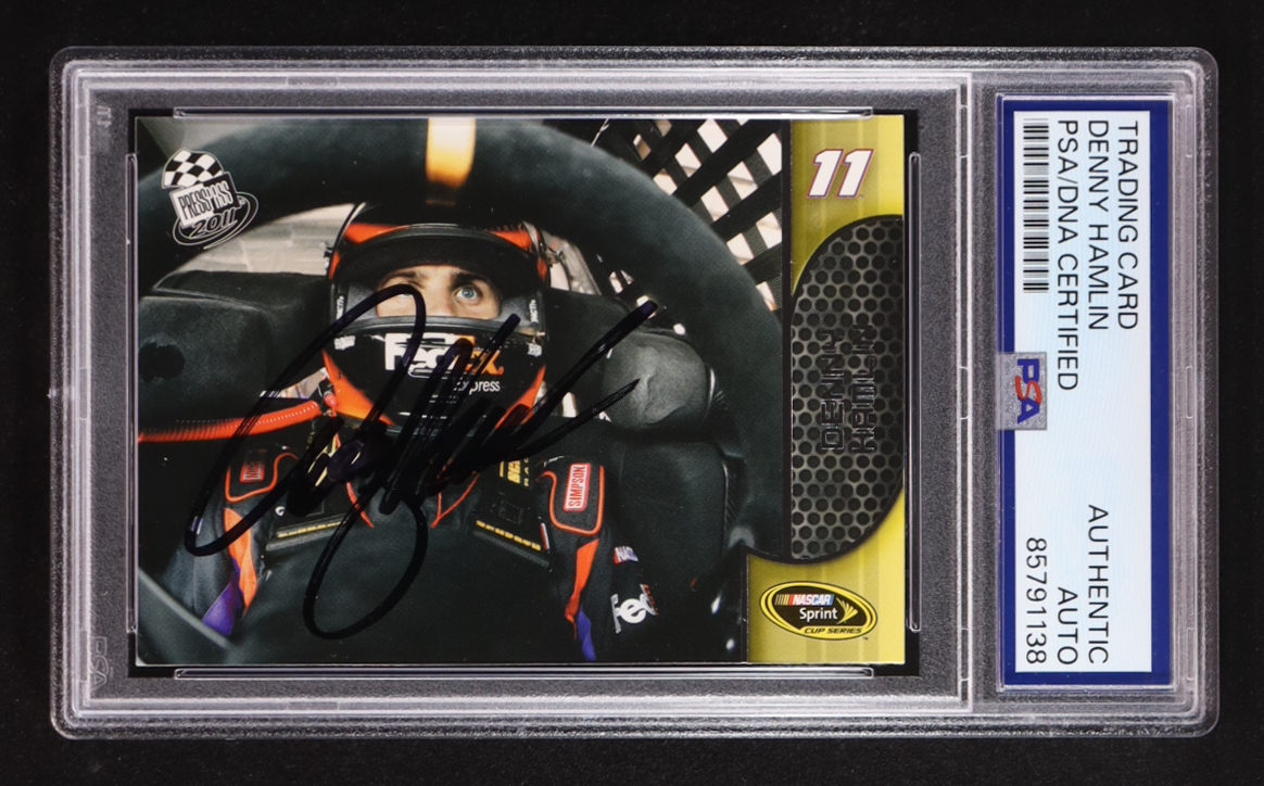 Denny Hamlin Signed 2011 Press Pass #13 (PSA) at PristineAuction.com Denny Hamlin Signed 2011 Press Pass #13 (PSA) at PristineAuction.com