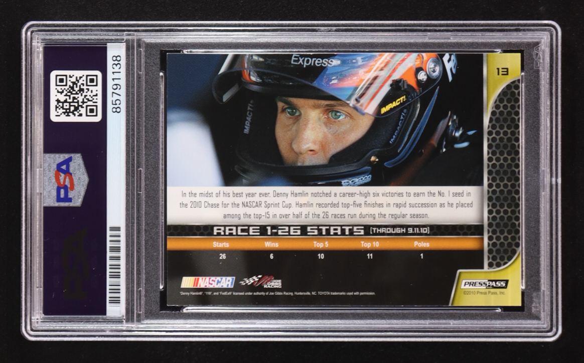 Denny Hamlin Signed 2011 Press Pass #13 (PSA) at PristineAuction.com Denny Hamlin Signed 2011 Press Pass #13 (PSA) at PristineAuction.com