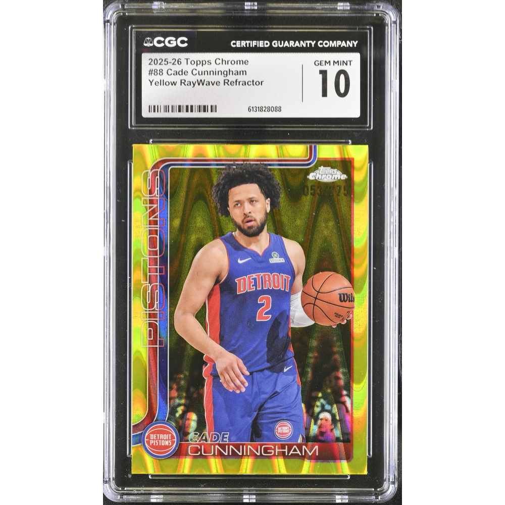 Cade Cunningham 2025-26 Topps Chrome RayWave Yellow Refractors #88 #053/275 (CGC 10) at PristineAuction.com