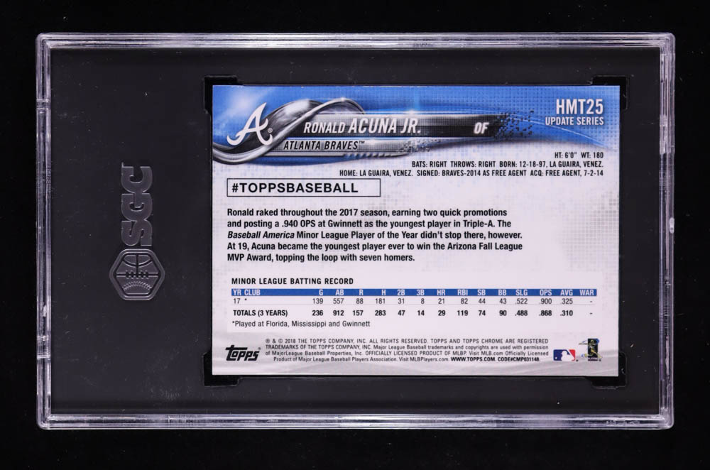 Ronald Acuna Jr. 2018 Topps Chrome Update #HMT25 RC (SGC 10) at PristineAuction.com Ronald Acuna Jr. 2018 Topps Chrome Update #HMT25 RC (SGC 10) at PristineAuction.com