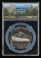 2010-P Mount Hood National Forest, Satin Finish First Strike - 5oz .999 Fine Silver Coin (ANACS SP70) at PristineAuction.com