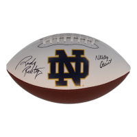 Rudy Ruettiger Signed Notre Dame Fighting Irish Logo Football Inscribed "Never Quit!" (Schwartz) at PristineAuction.com