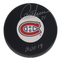 Guy Carbonneau Signed Canadiens Logo Hockey Puck Inscribed "HOF 19" (Schwartz) at PristineAuction.com