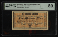 1923 Germany, Regional Railroad Office 5,000,000 Millionen Mark - Dresden (PMG ABOUT UNCIRCULATED 50) at PristineAuction.com