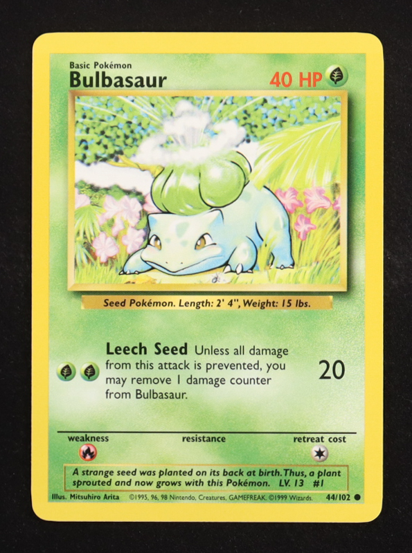 Bulbasaur 1999 Pokemon Base Unlimited #44 Length/Weight at PristineAuction.com Bulbasaur 1999 Pokemon Base Unlimited #44 Length/Weight at PristineAuction.com