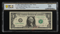 2021 U.S. $1 Federal Reserve "Radar" Note, Dallas - Fr. 3007-K (KC Block) Signed: Malerba / Yellen (PCGS AU53) at PristineAuction.com