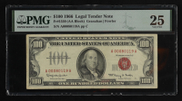1966 U.S. $100 Legal Tender Note, Red Seal - Fr. 1550 (AA Block) Signed: Granahan / Fowler (PMG VF25) at PristineAuction.com