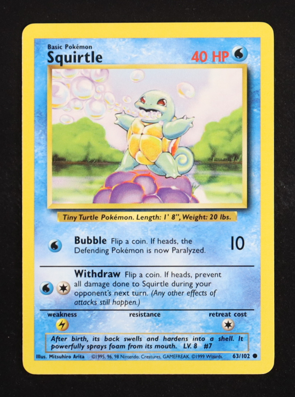 Squirtle 1999 Pokemon Base Unlimited #63 at PristineAuction.com Squirtle 1999 Pokemon Base Unlimited #63 at PristineAuction.com