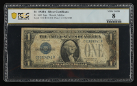 1928-A U.S. $1 "Funny Back" Silver Certificate, Blue Seal - Fr. 1601 Signed: Woods / Mellon (PCGS VG8) at PristineAuction.com