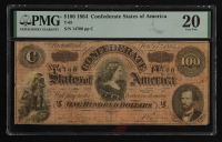 1864 Confederate $100 Currency Note, T-65 (PMG VF20) at PristineAuction.com