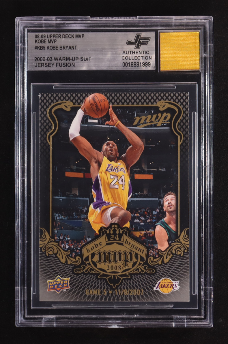 Kobe Bryant 2008-09 Upper Deck MVP #KB5 With Warm-Up Suit Jersey Fusion (BGS Authentic) at PristineAuction.com Kobe Bryant 2008-09 Upper Deck MVP #KB5 With Warm-Up Suit Jersey Fusion (BGS Authentic) at PristineAuction.com