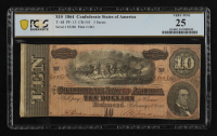 1864 Confederate $10 Currency Note, T-68 Series 3 (PCGS VF25) at PristineAuction.com