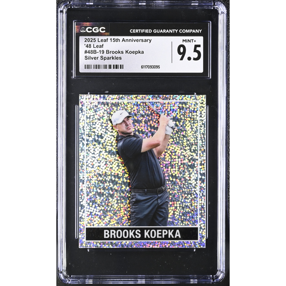 Brooks Koepka 2025 Leaf 15th Anniversary '48 Leaf Silver Sparkles #48B-19 #1/15 (CGC 9.5) at PristineAuction.com