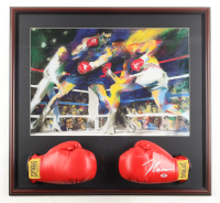Julio Cesar Chavez Signed Set of (2) Everlast Boxing Gloves Custom Framed Display with LeRoy Neiman Art Print (PSA) at PristineAuction.com