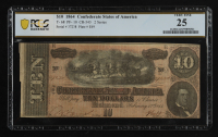 1864 Confederate $10 Currency Note, T-68 Series 2 (PCGS VF25) at PristineAuction.com