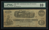 1862 Confederate $100 Currency Note, T-39 (PMG VG10) at PristineAuction.com