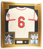 Stan Musial Signed Custom Framed Cut Display with Jersey & Musial 3x MVP Pin (JSA) at PristineAuction.com