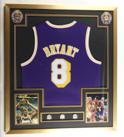 Kobe Bryant Custom Framed Jersey Display with (3) NBA Finals Pins at PristineAuction.com