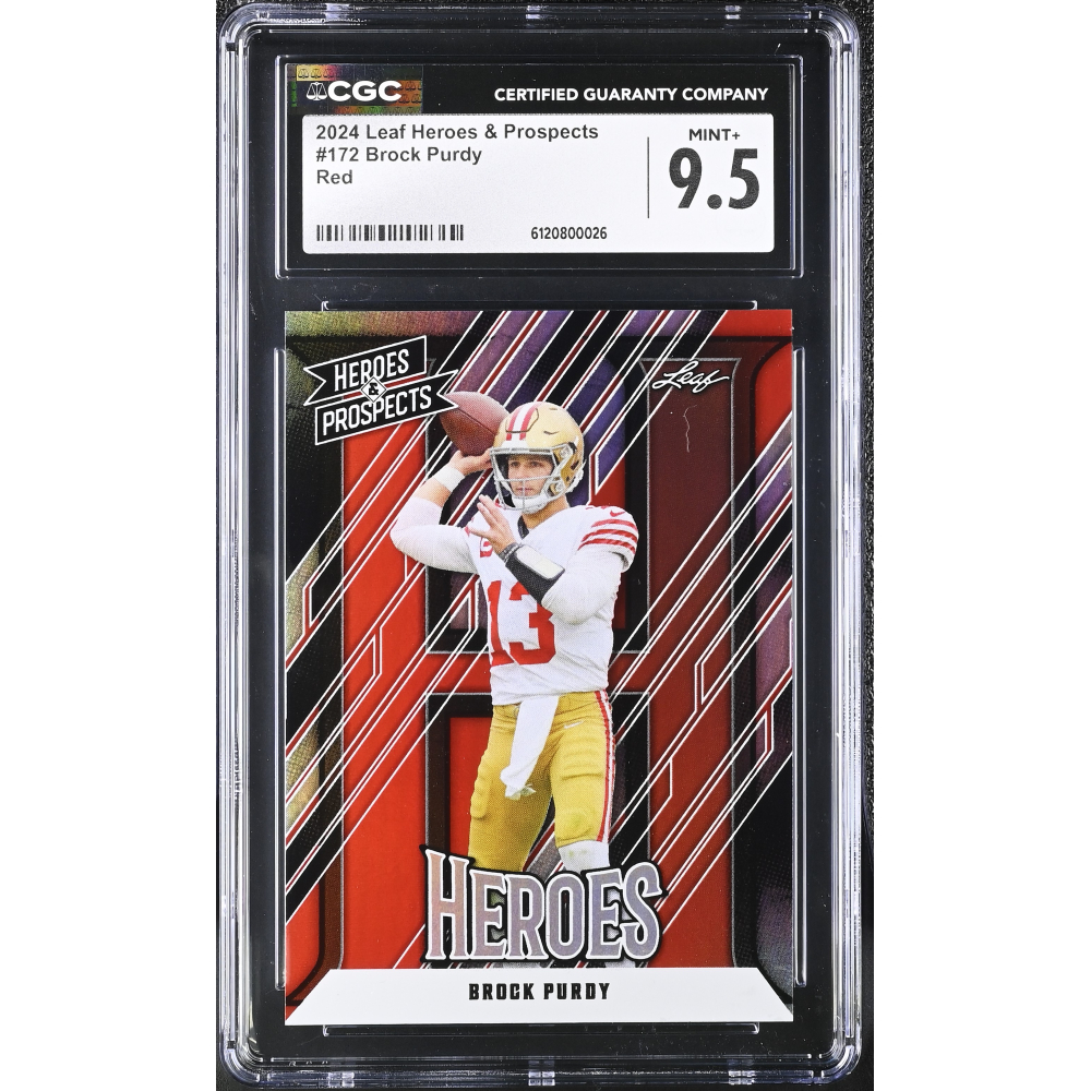 Brock Purdy 2024 Leaf Heroes & Prospects Red #172 #7/25 (CGC 9.5) at PristineAuction.com