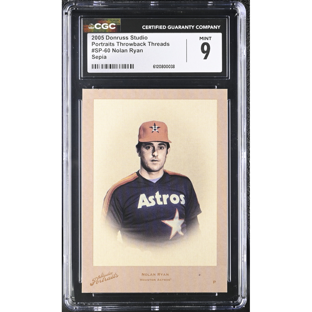 Nolan Ryan 2005 Donruss Studio Portraits Throwback Threads Sepia #60 #14/25 (CGC 9) at PristineAuction.com