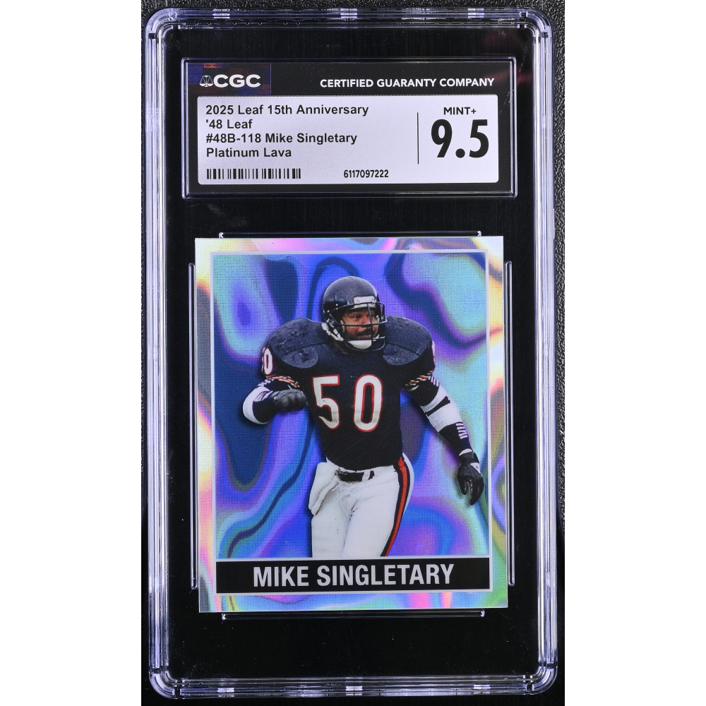 Mike Singletary 2025 Leaf 15th Anniversary '48 Leaf Platinum Lava #48B-118 #2/5 (CGC 9.5) at PristineAuction.com