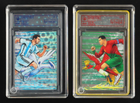 Lionel Messi & Cristiano Ronaldo - Shootout - Forged - 2026 The Case Hitmen 1/1 Custom Art Card with Display Case at PristineAuction.com