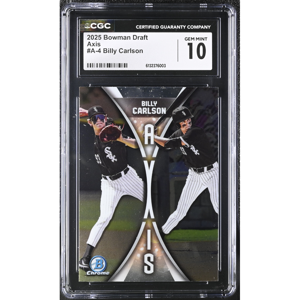 Billy Carlson 2025 Bowman Chrome Draft Axis #A4 RC (CGC 10) at PristineAuction.com
