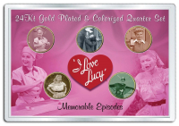 "I Love Lucy" Set of (5) 24K Gold California Quarters with 4x6 Holder at PristineAuction.com