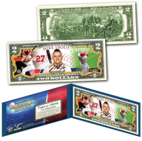 Mike Trout Genuine Legal Tender Colorized U.S. $2.00 Two Dollar Bill Commemorative Edition Bank Note with Folder at PristineAuction.com
