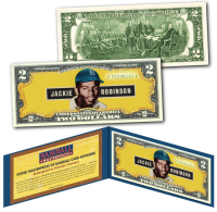 Jackie Robinson Dodgers 1948 Leaf #79 Genuine $2 Art Bill at PristineAuction.com