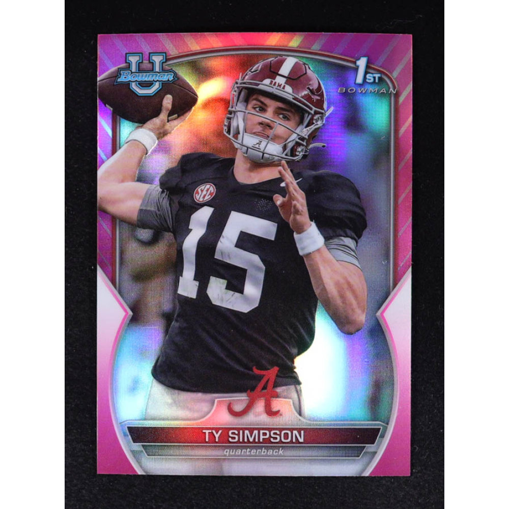 Ty Simpson 2022 1st Bowman Pink Refractor #80 RC at PristineAuction.com