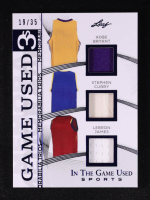 Kobe Bryant / Stephen Curry / LeBron James 2025 Leaf ITG Used Sports Game Used 3s Memorabilia Spectrum Blue #GT4 #19/35 at PristineAuction.com