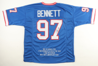 Cornelius Bennett Signed Career Highlight Stat Jersey (JSA) at PristineAuction.com